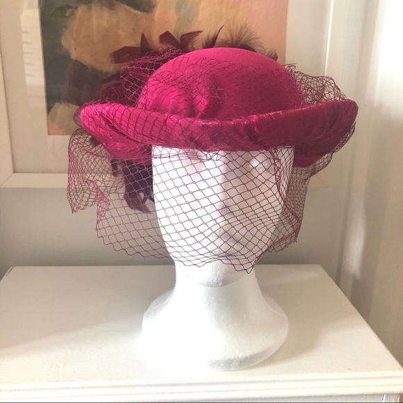 vintage feathered veiled hat - Picture 4 of 12